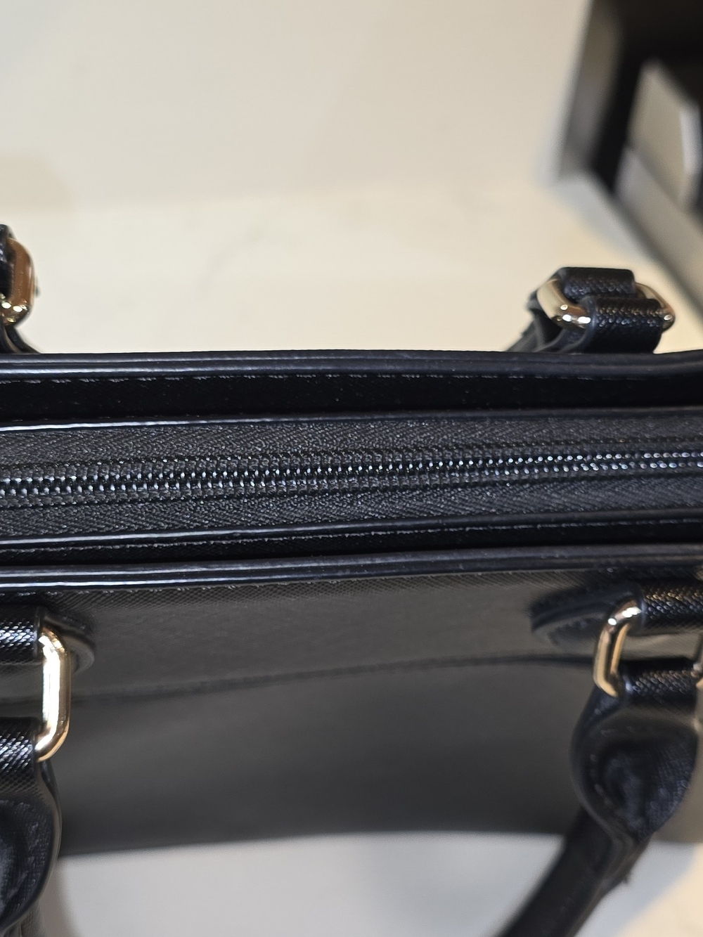 Luxework Black Structured Satchel with Crossbody Strap - Picture 6 of 6